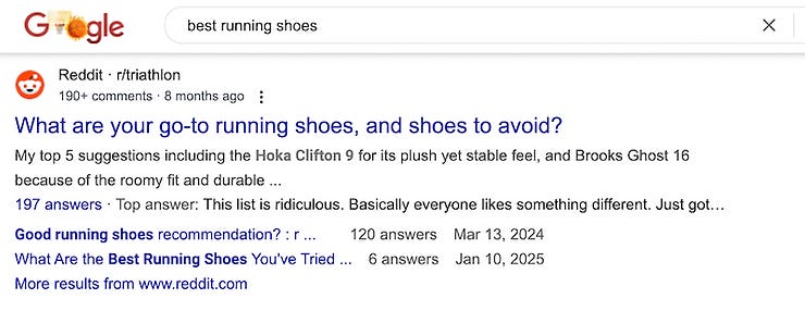 Reddit ranking in Google search results 