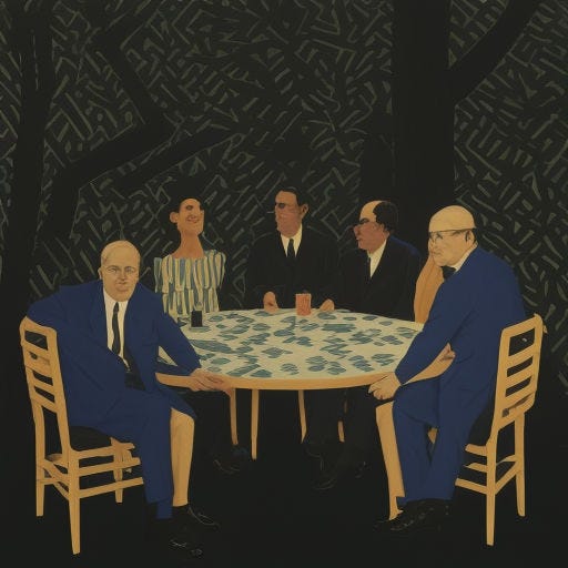 Prompt: The liberal party/news corp axis of awful in the style of David hockney, by Jacob Lawrence and Francis picabia, perfect composition, beautiful detailed intricate insanely detailed octane render trending on artstation, 8 k artistic photography, photorealistic concept art, soft natural volumetric cinematic perfect light, chiaroscuro, award - winning photograph, masterpiece, oil on canvas, raphael, caravaggio, greg rutkowski, beeple, beksinski, giger