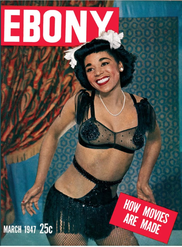 Shake dancer Mable Lee appears on the cover of Ebony’s March 1947 edition. The “Queen of the Soundies” made dancing appearances in more than 100 films.
