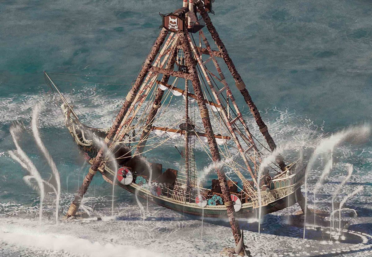 Rendering of pirate ship ride at Kish Theme Park