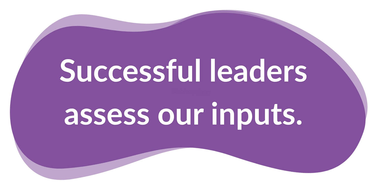 Successful leaders assess our inputs.