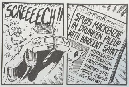 Spuds MacKenzie on Twitter: "And though I am loathe to give Mr. Breathed  more attention, due to a lack of Wikipedia coverage on my 1988 candidacy,  one might find it useful to
