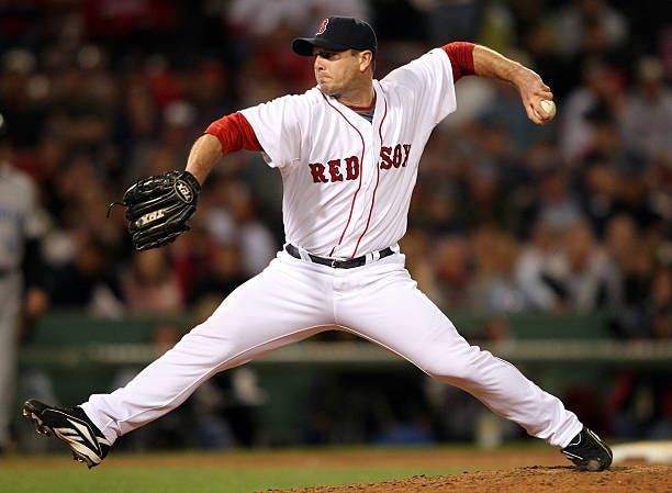 Billy Wagner of the Boston Red Sox delivers a pitch in the eighth inning against the Toronto Blue Jays on September 29, 2009 at Fenway Park in...