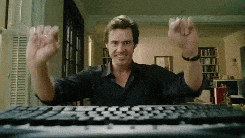 Jim Carrey tries 10 Fast Fingers Typing Test animated gif