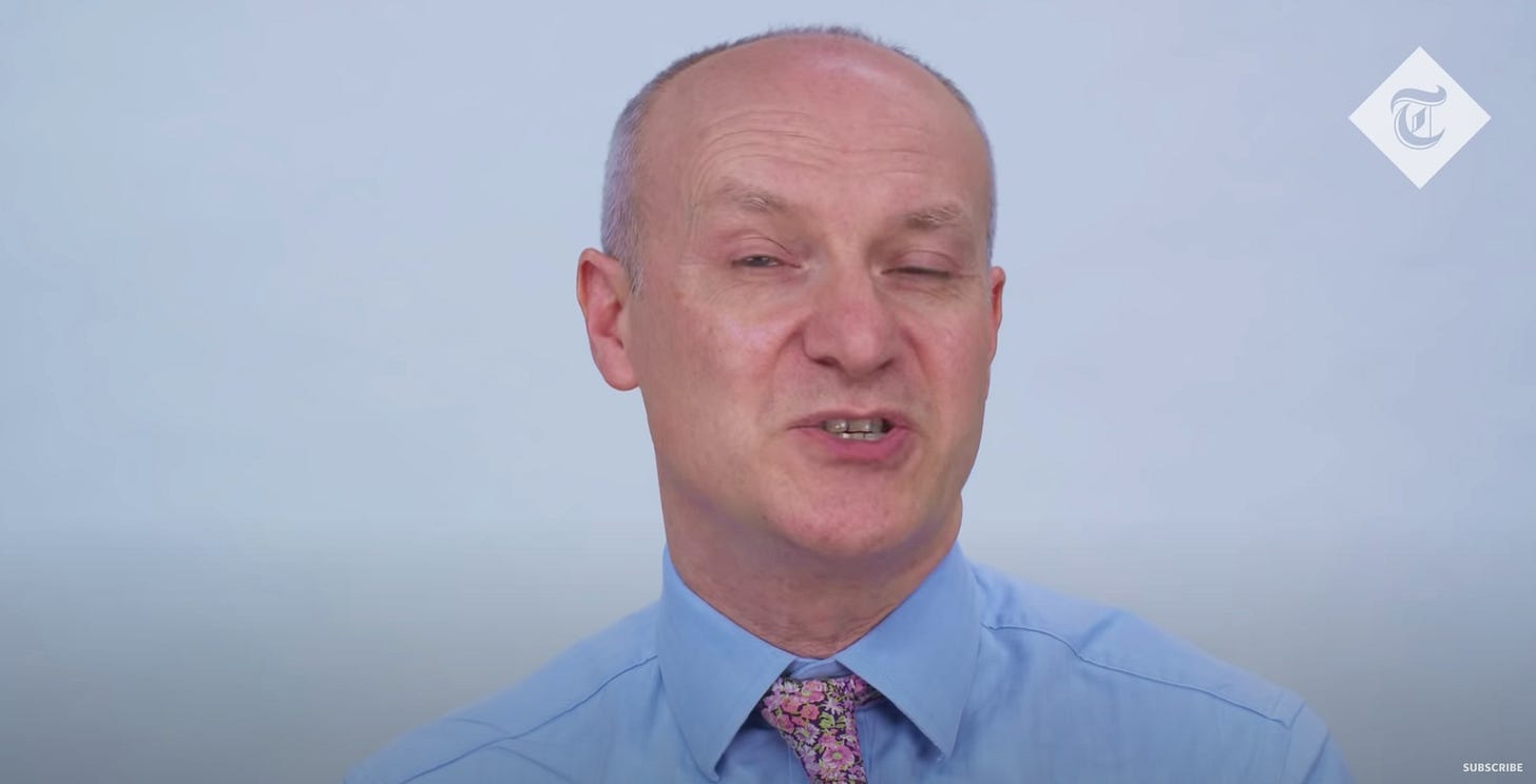 A white man with a face that you'd sort of expect at this point