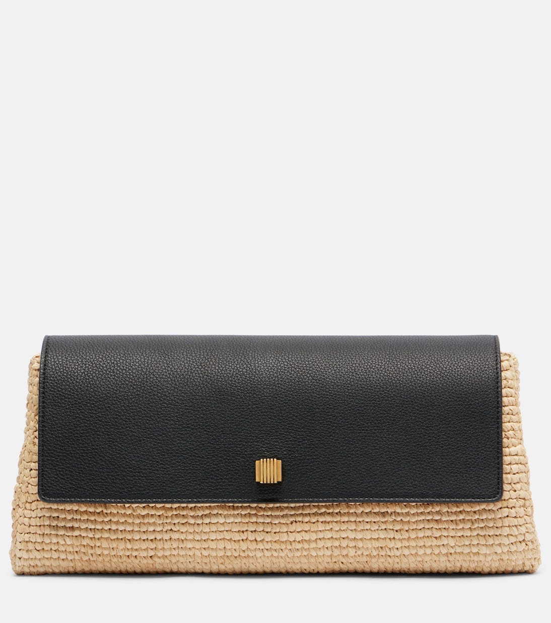 Audrey leather-trimmed raffia clutch | Khaite