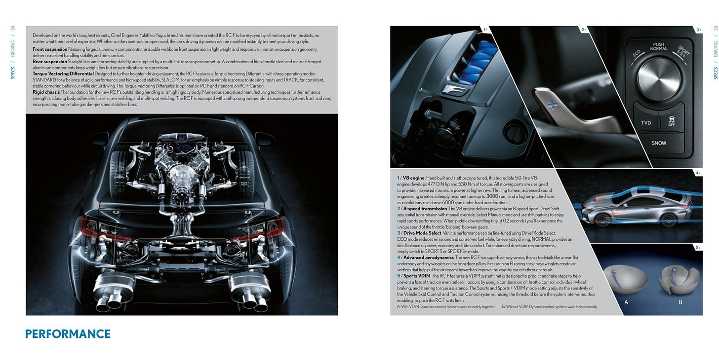 Lexus RC F 2015 UK brochure chassis cutaway