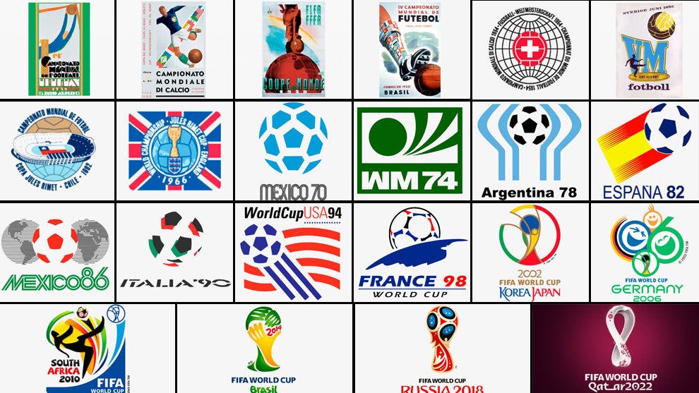 Así son los logos de todos los Mundiales de fútbol - Qatar dio a conocer el  logo de su Mundial, el que... | MARCA.com