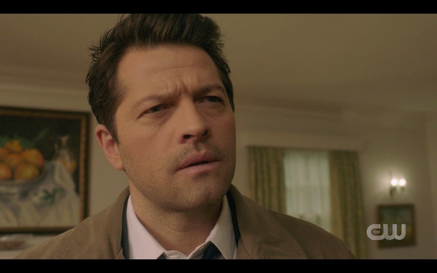 Castiel confused by Justin Sam with manbun SPN 1415 Castiel confused by Justin Sam with manbun SPN 1415