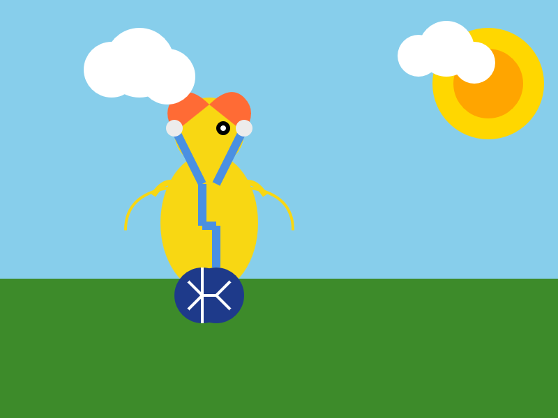 It looks more like a tall yellow hen chick riding a segway It looks more like a tall yellow hen chick riding a segway