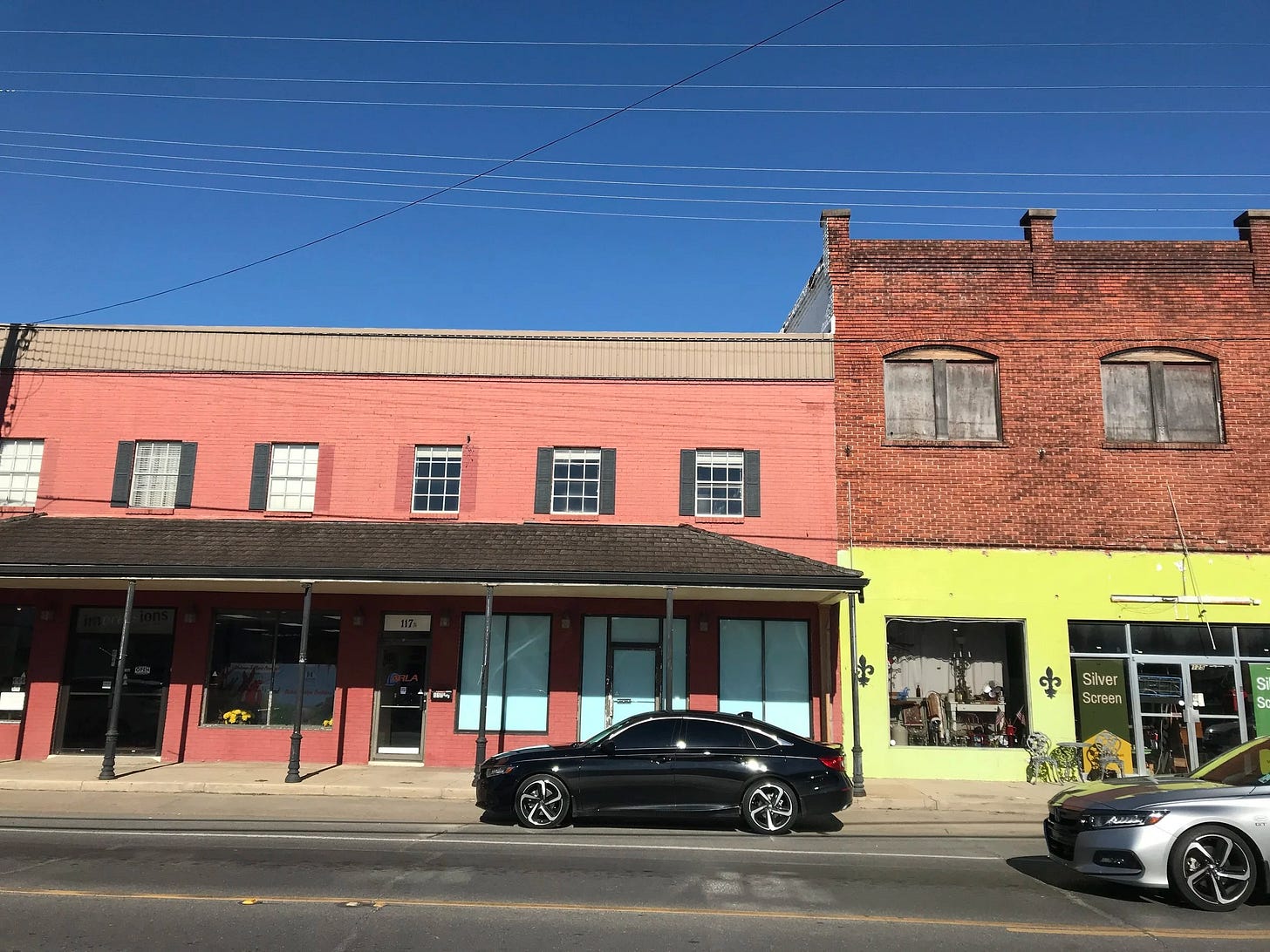  Antique shops and colorful restored historical buildings in downtown Breaux Bridge, LA 