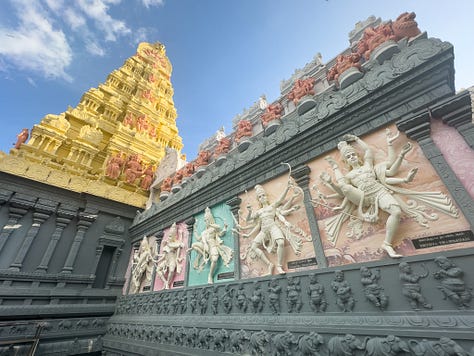 The elaborate exterior of Sri Senpaga Vinayaga Temple in Singapore