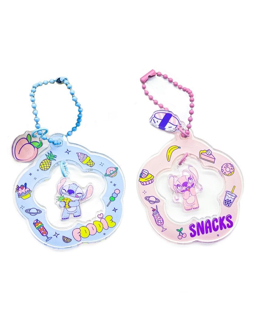 Disney Stitch Dinner Party Flower Shaped Keychain