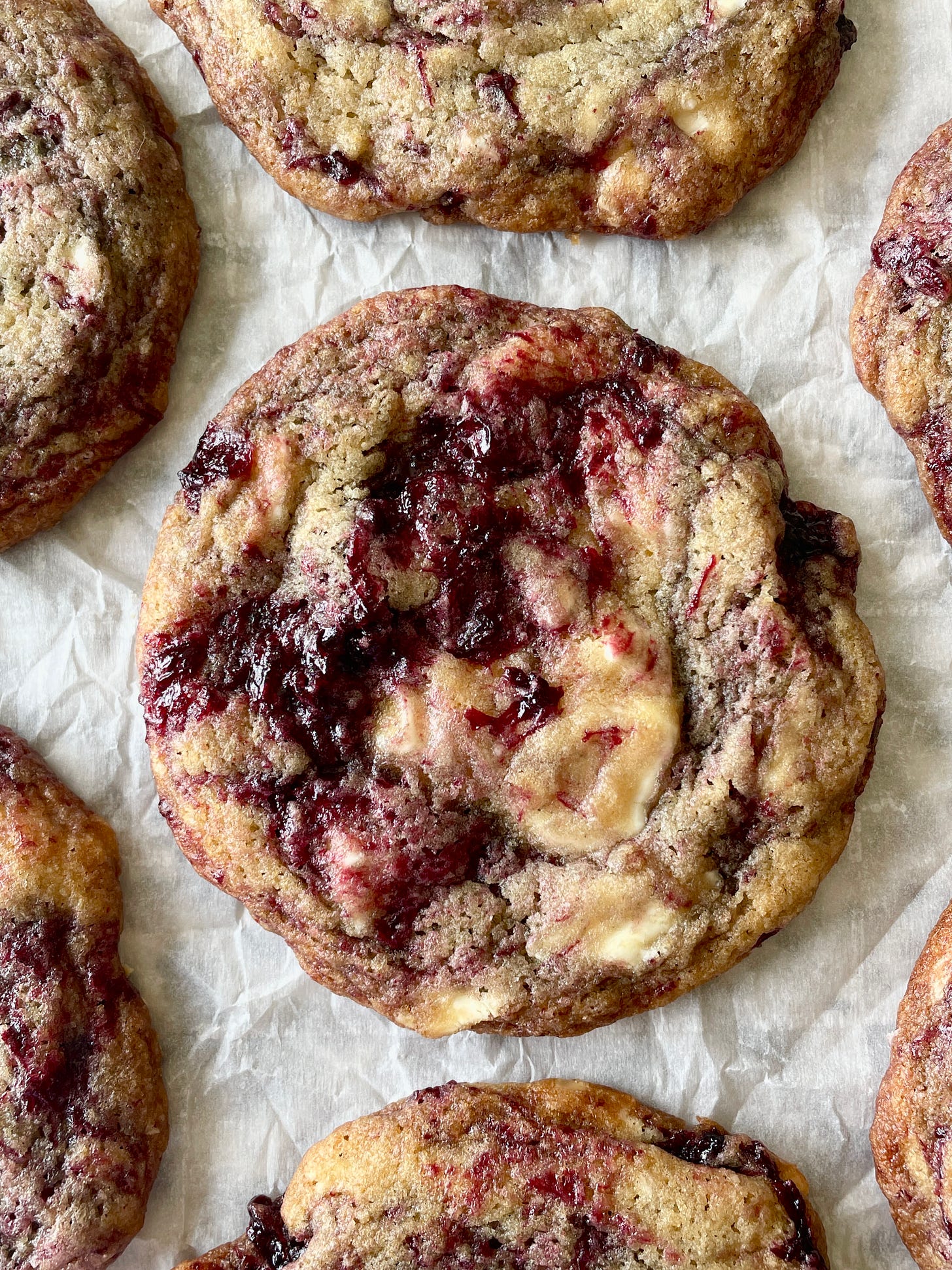white chocolate jam cookies