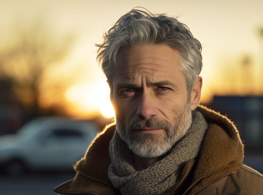 A gray-haired man A gray-haired man