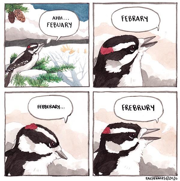 The struggles of February // Source:  https://falseknees.tumblr.com/post/190775012821/happy-febuary-everyone :  r/bulletjournal