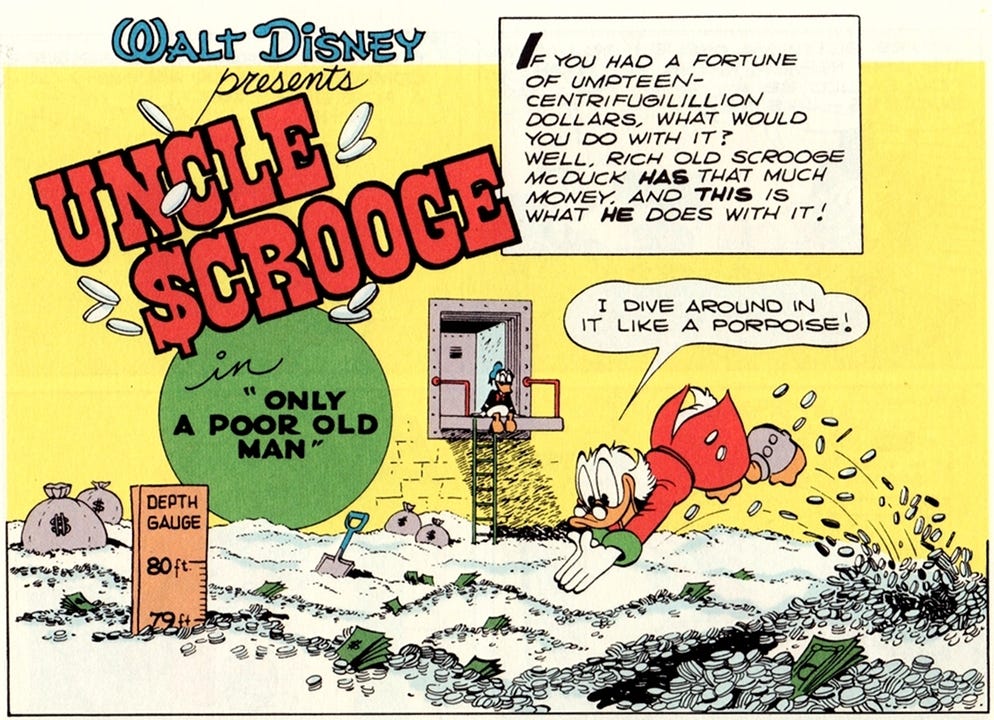 Cartoon character jumping into a pile of money

AI-generated content may be incorrect.