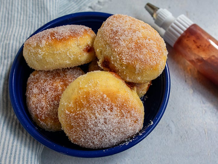 Two pictures of donuts - one is fried and the other is baked.