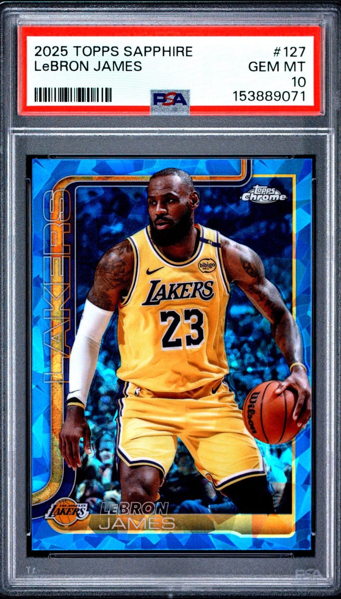 Lebron James 2025-26 Topps Chrome Sapphire #127 Lakers PSA 10 Chrome Lebron James 2025-26 Topps Chrome Sapphire #127 Lakers PSA 10 Chrome
