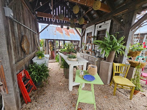 items in a garden center at an antique store in Lucketts VA.