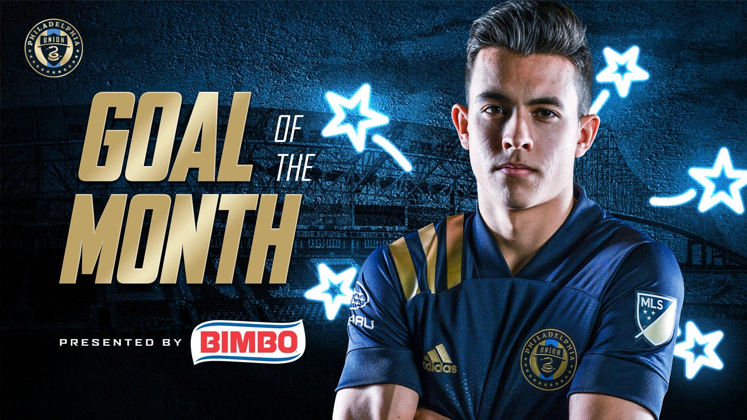Quinn Sullivan Goal of the Month for Philadelphia Union social graphic - presented by BIMBO. Quinn Sullivan Goal of the Month for Philadelphia Union social graphic - presented by BIMBO.