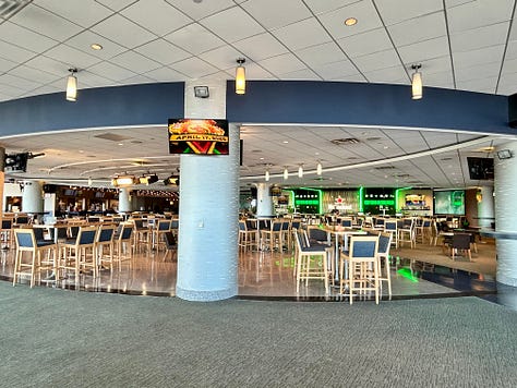 lounge, signs, press box, windows, phones, baseball stadium