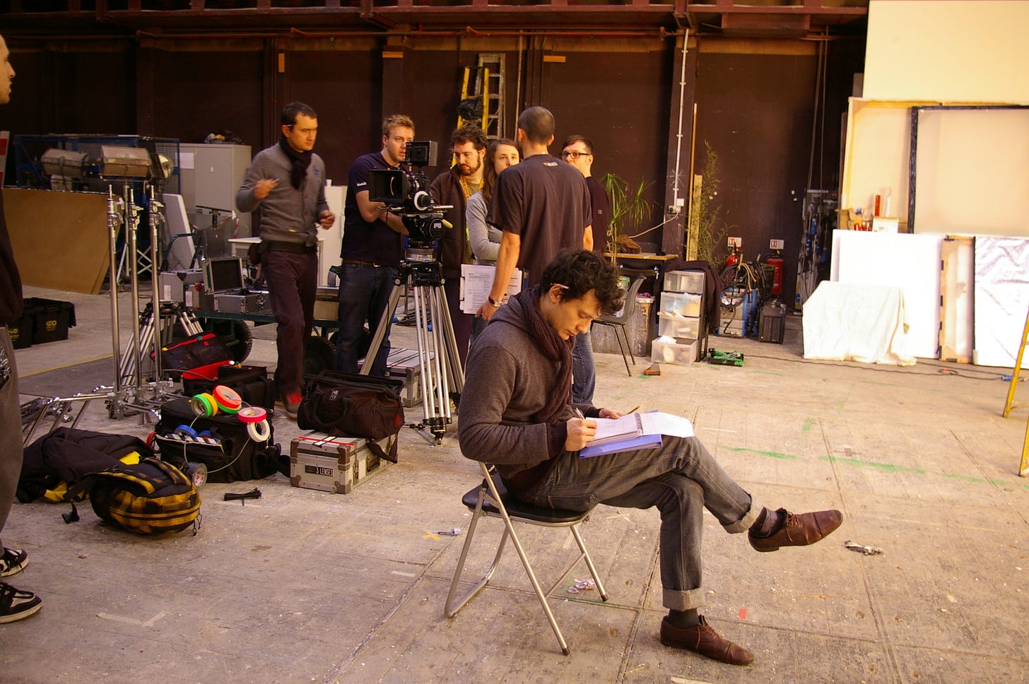 writer and director Remy Bazerque editing a screenplay