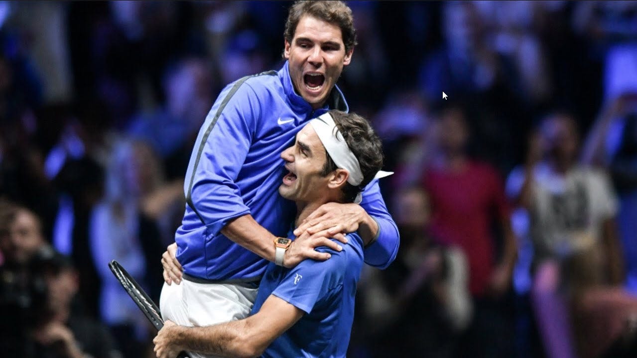 rafael nadal in roger federers warm embrace french open 2019