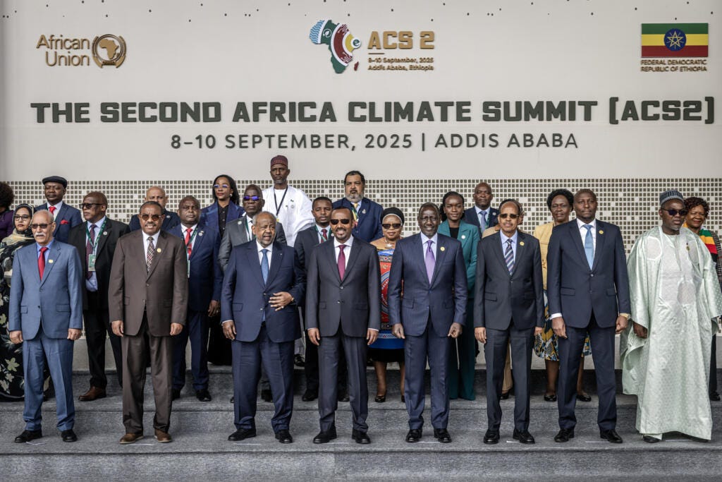 African Union Commission chairman Mahmoud Ali Youssouf and African leaders at the Africa Climate Summit in Addis Ababa, 8 September.