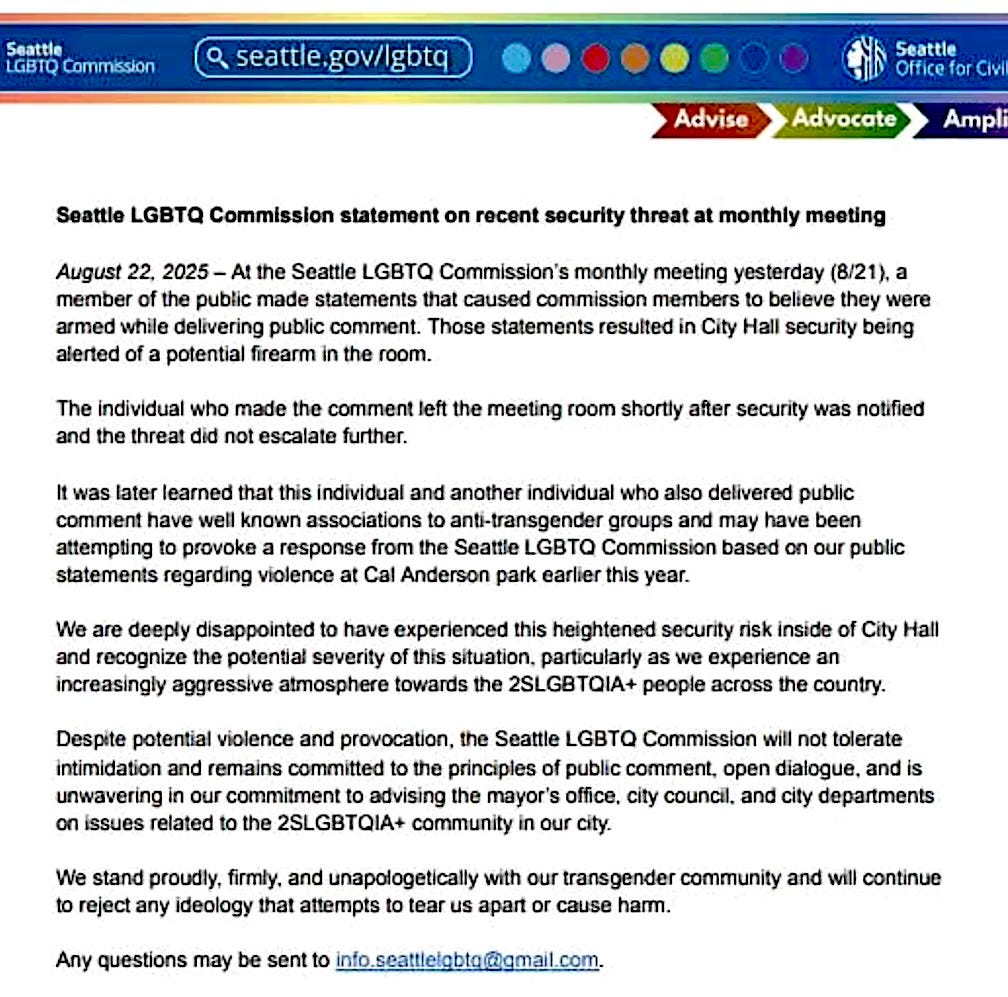 Image: Seattle LGBTQ Commission Statement