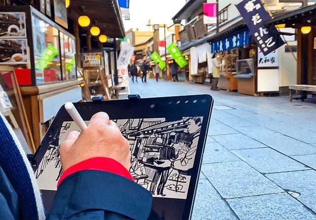 drawing outside with an android tablet