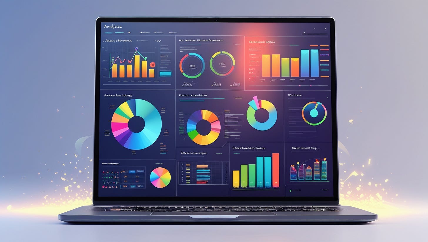 Laptop screen showing analytics data and charts