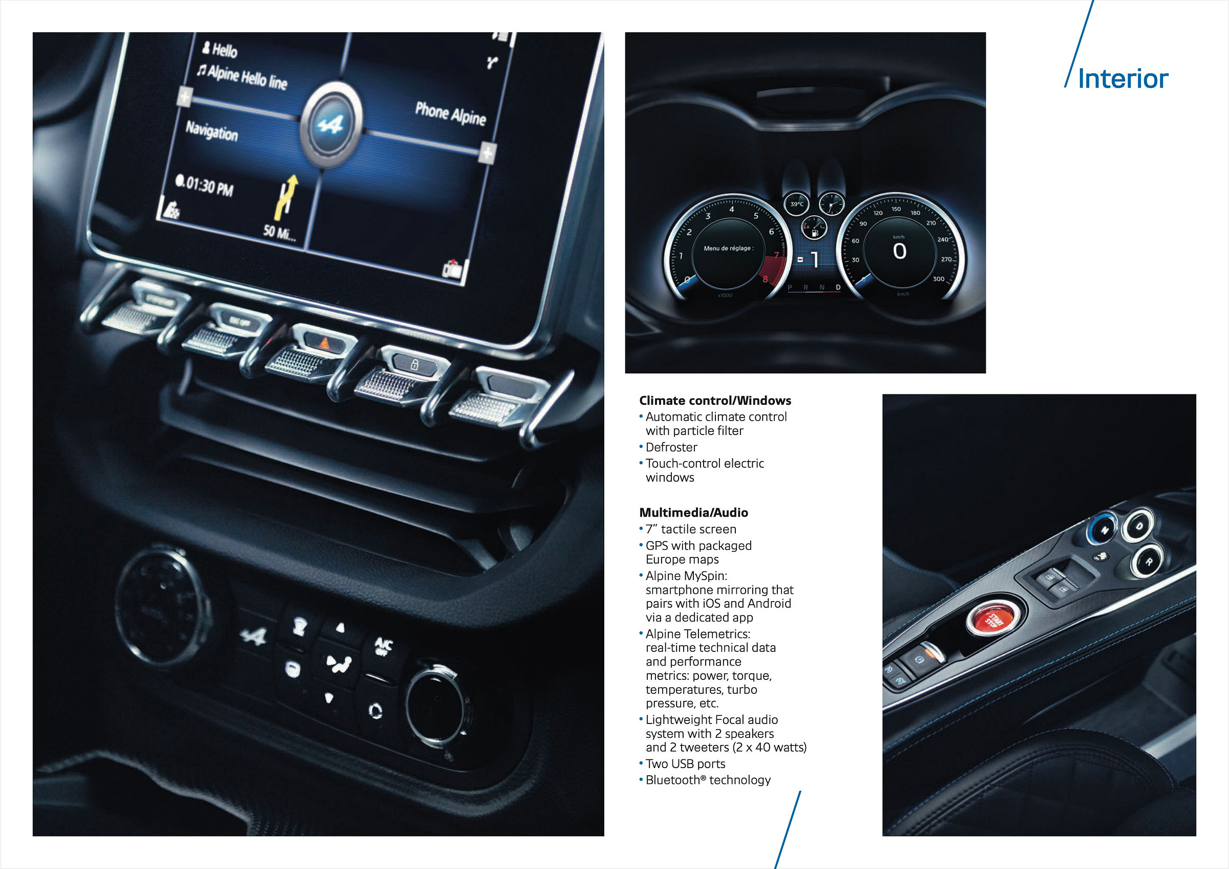 Alpine A110 Premiere edition 2017 brochure interior technology