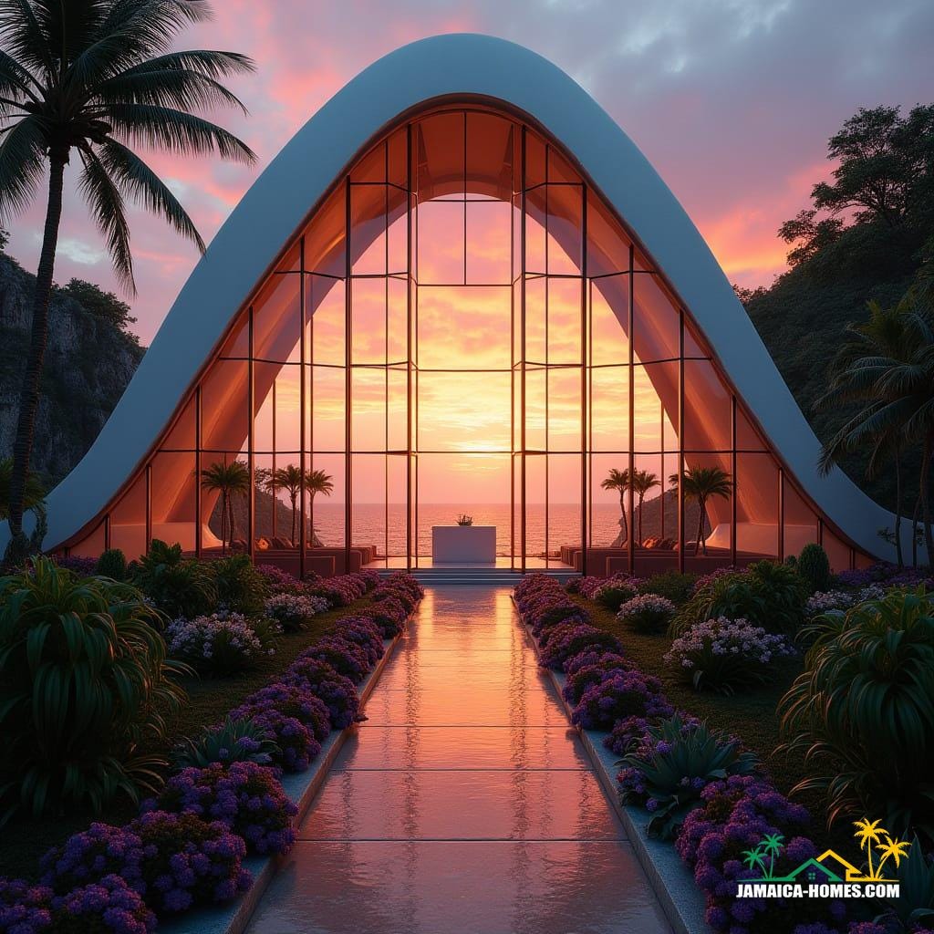 A spectacular glass-walled chapel in Negril, perched above the cliffs