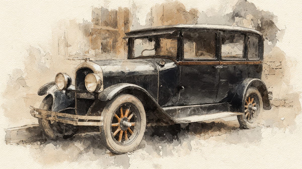 Watercolour image of a old Model T car Watercolour image of a old Model T car