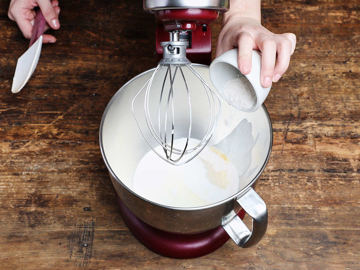 Pouring Pudding Mix into Whipped Cream