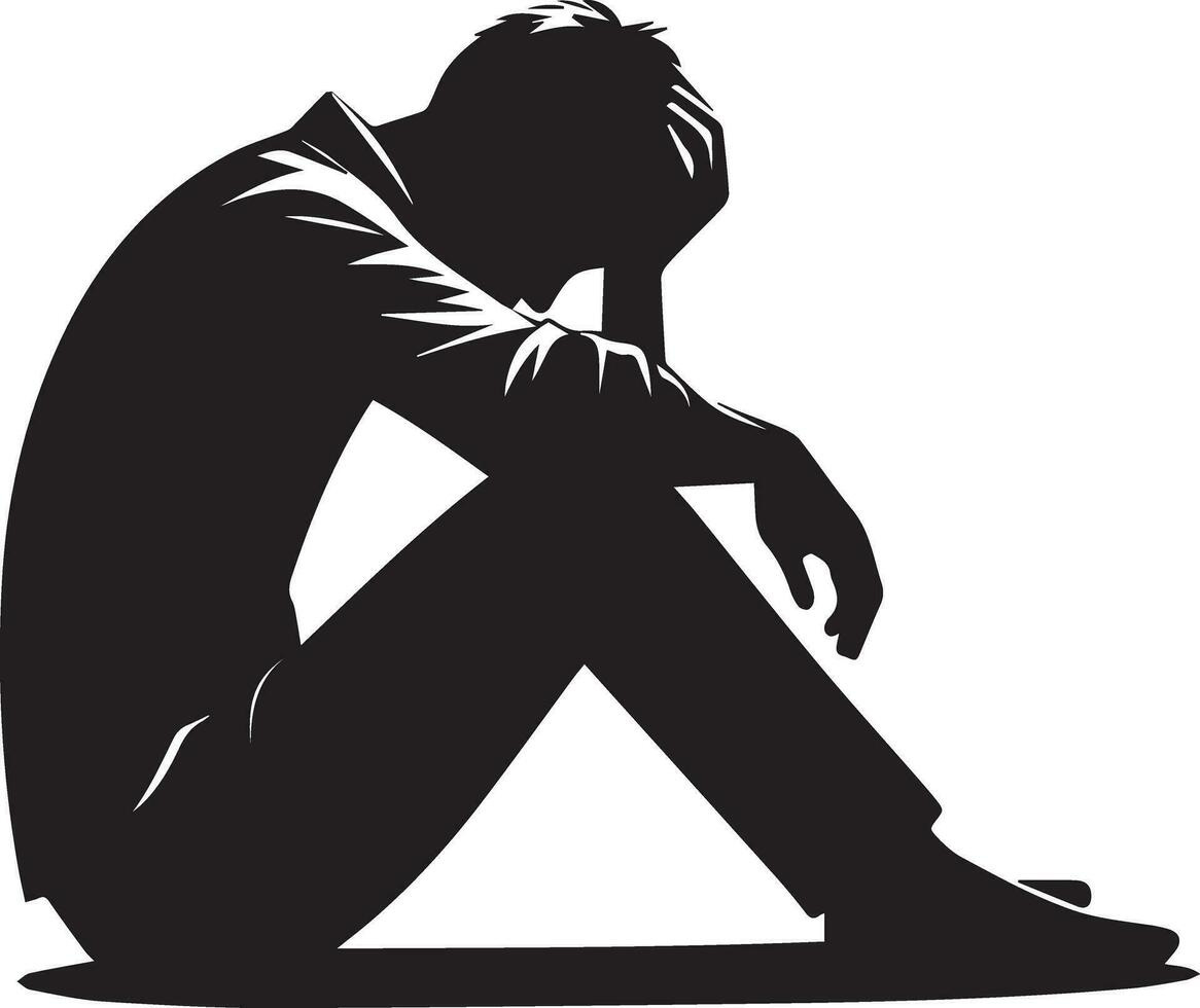 Sad Man vector silhouette, tension man, upset man vector silhouette  33863646 Vector Art at Vecteezy
