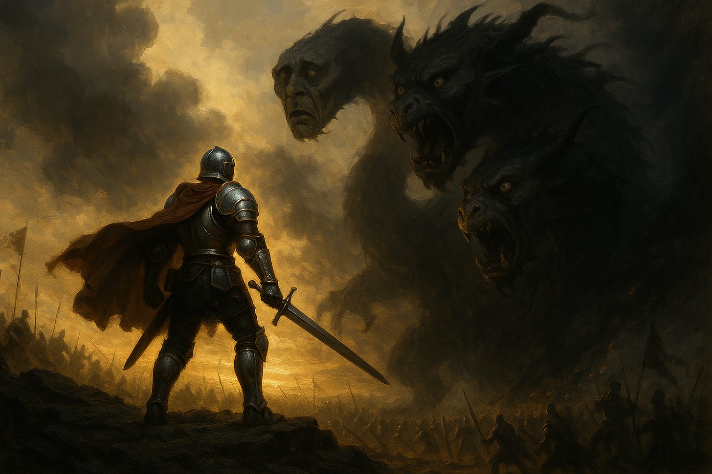 AI generated image for prompt: Epic fantasy battle scene show...