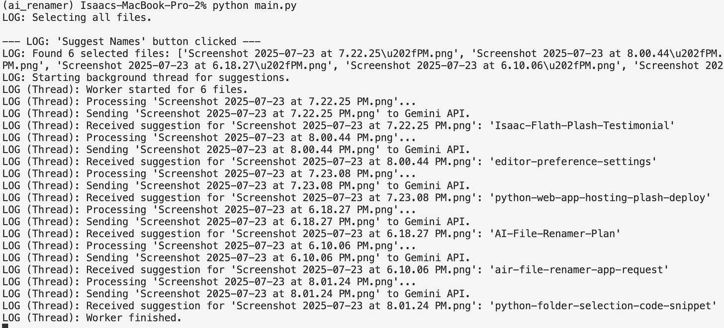 The log file for the AI file renamer application The log file for the AI file renamer application