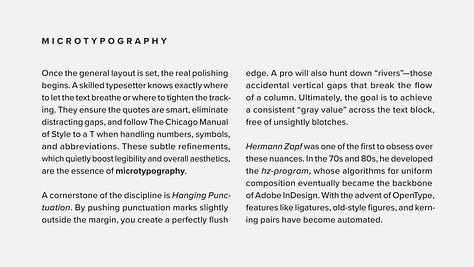 Examples of a text without and with applying microtypography