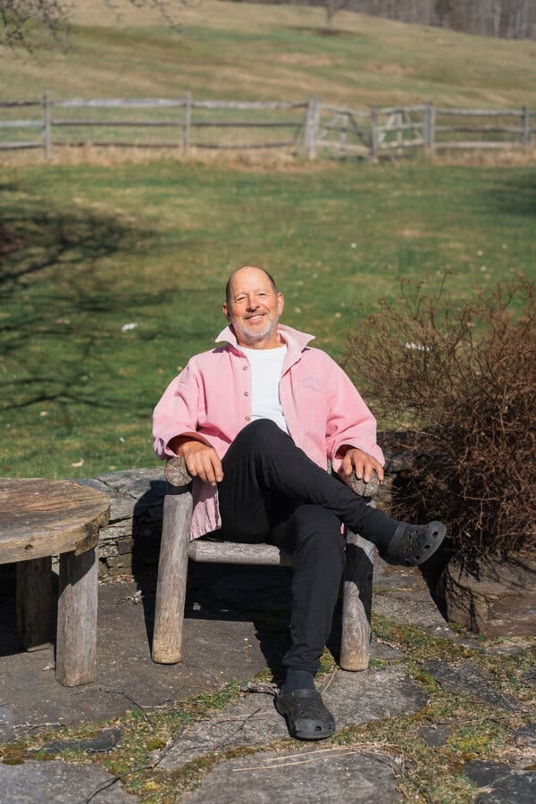 Ron Galotti in a wooden chair at his home in Vermont. Ron Galotti in a wooden chair at his home in Vermont.