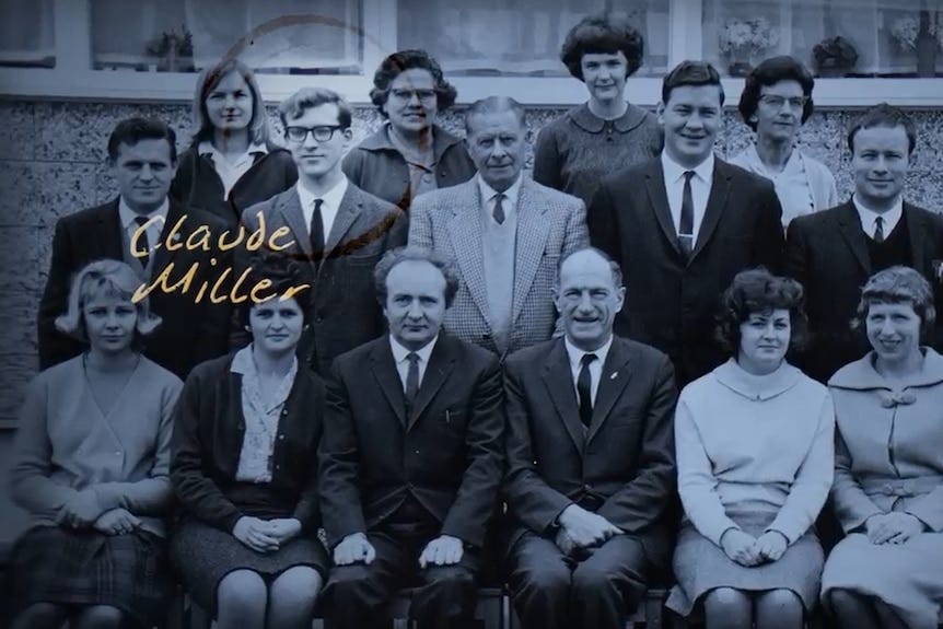 Teacher Claude Miller (circled) remembers the chaos of the day. (Supplied)