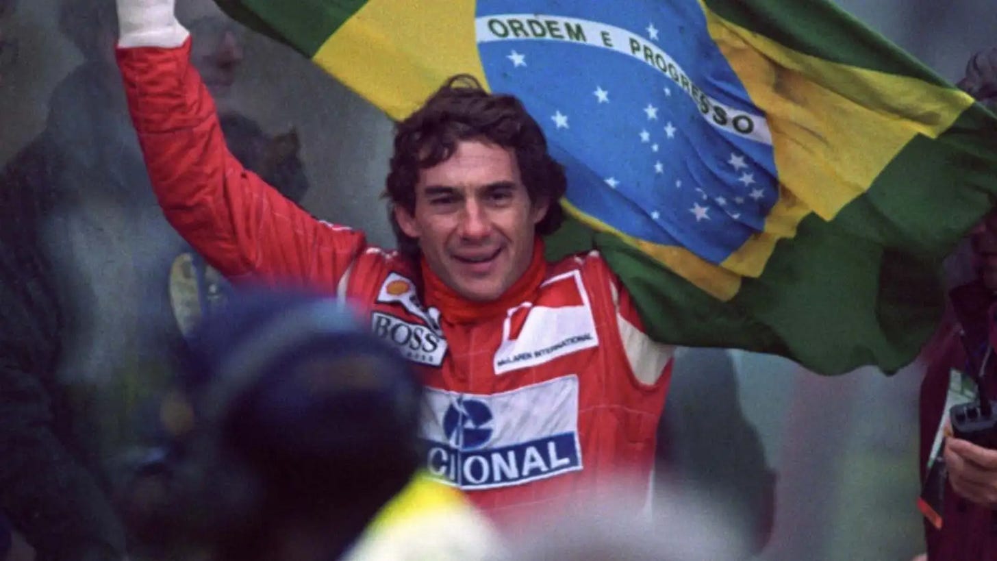 Ayrton Senna wins the Brazilian Grand Prix. Interlagos 1991.