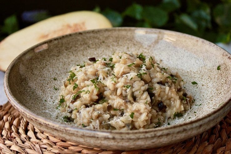 Risotto de berenjena vegetariano