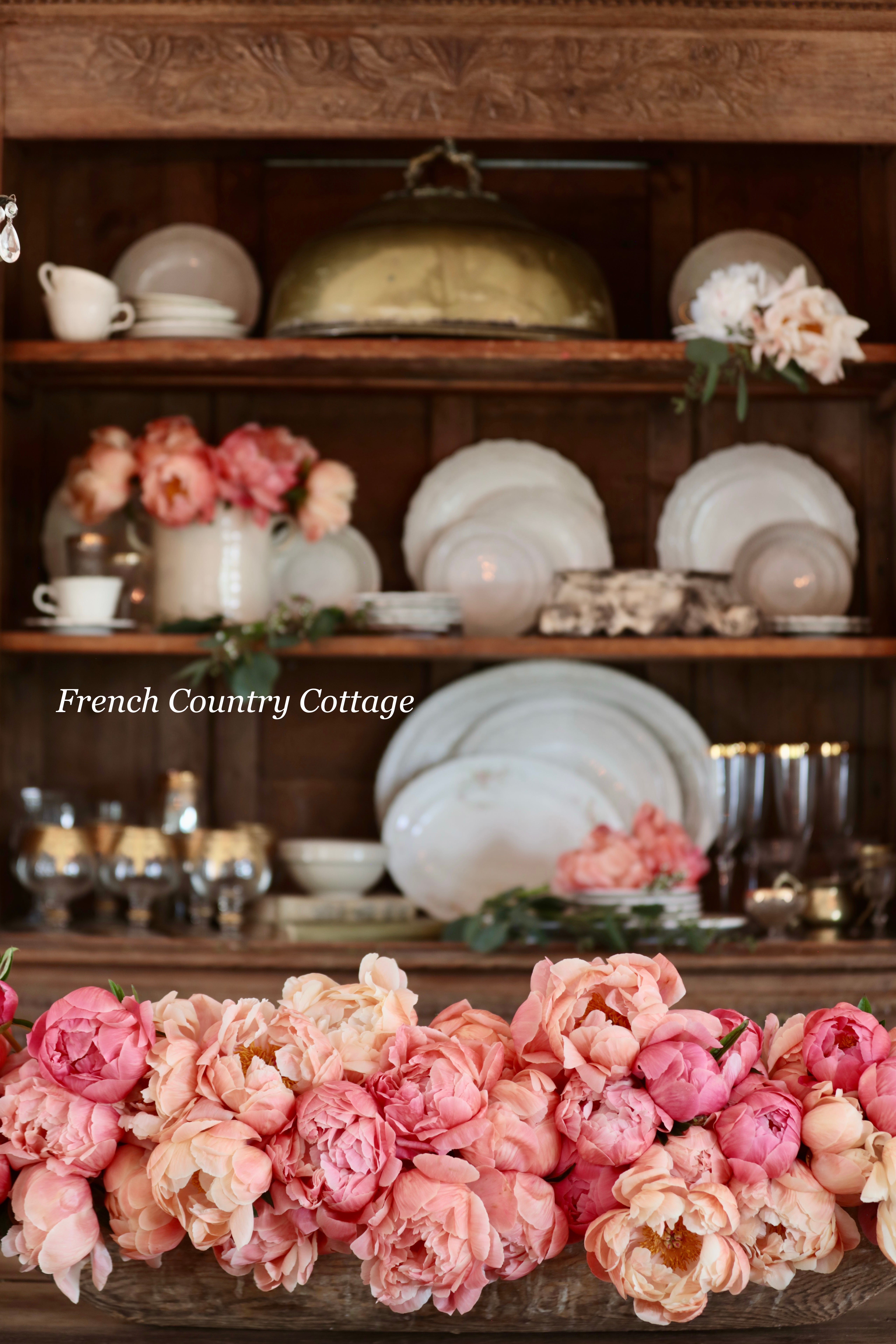 Beautiful Coral Peonies Arrangement in the Dining Room - French Country ...