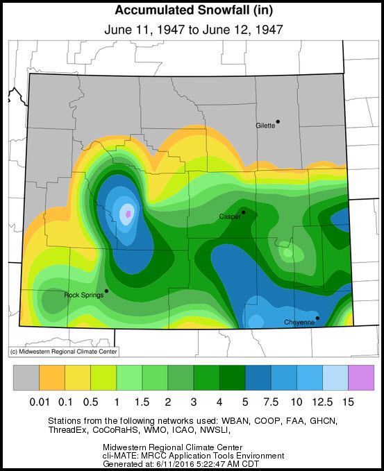 June 11, 1947 Wyoming Snow