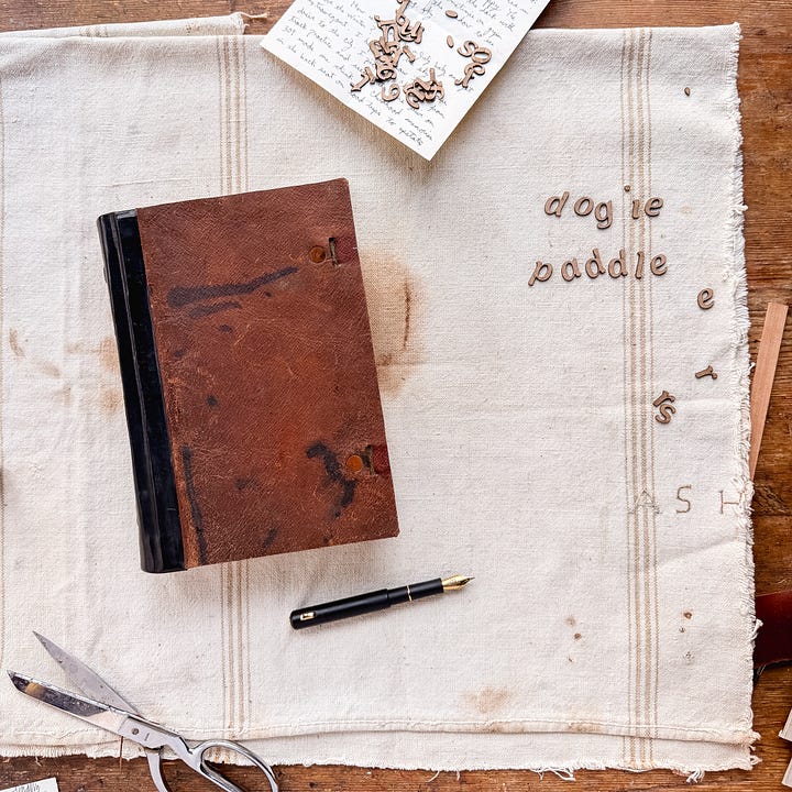 Leather and copper bound hand stitched journal