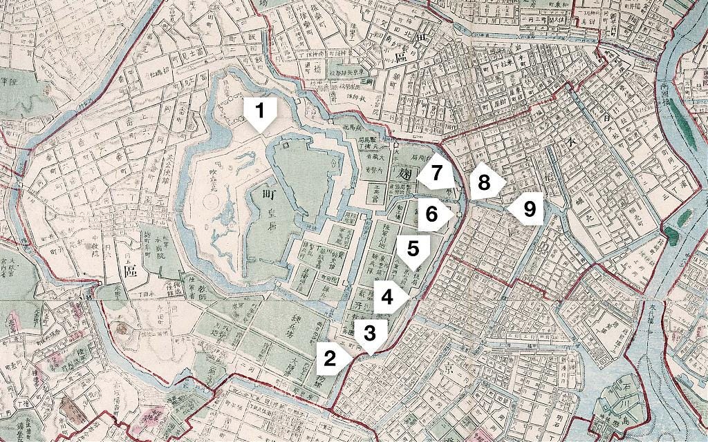 1879 (Meiji 12) map of the area around the future Tokyo Station 1879 (Meiji 12) map of the area around the future Tokyo Station
