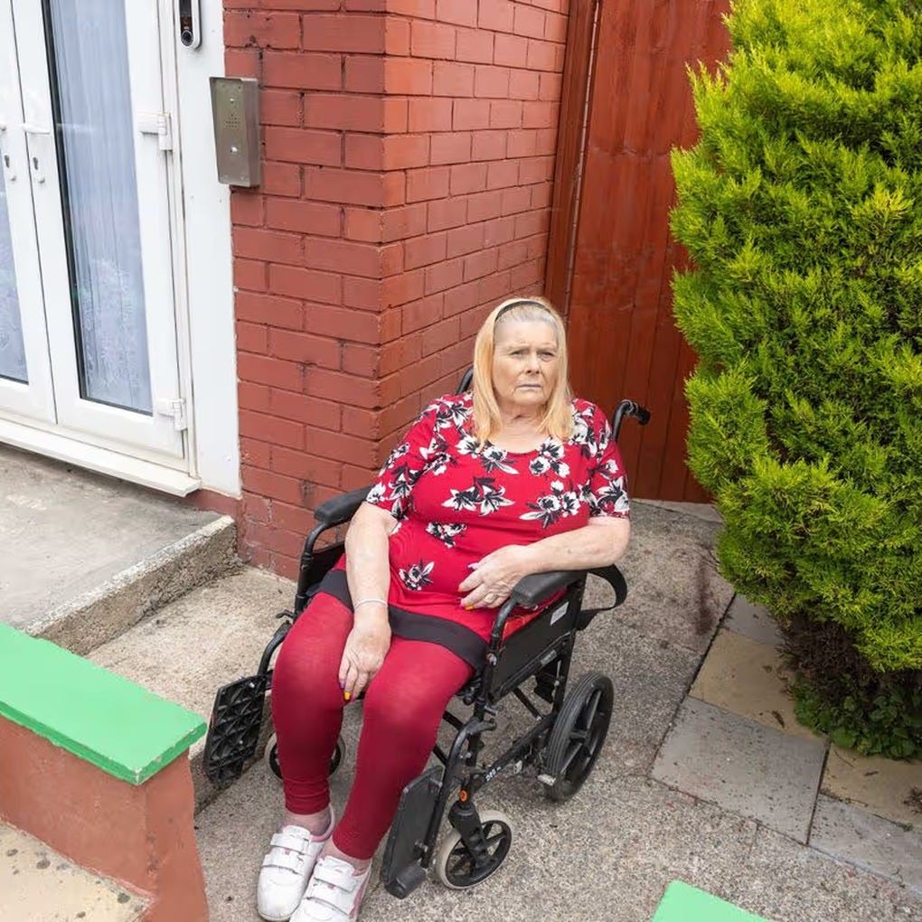 Janice Moule sitting in her wheelchair outside her Bedminster home, where a council panel has refused her request for a ramp. Janice Moule sitting in her wheelchair outside her Bedminster home, where a council panel has refused her request for a ramp.
