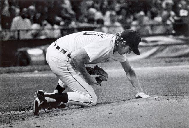 Detroit Tigers pitcher Mark "The Bird" Fidrych grooming the mound during his remarkable rookie season in 1976. : r/1970s Detroit Tigers pitcher Mark "The Bird" Fidrych grooming the mound during his remarkable rookie season in 1976. : r/1970s